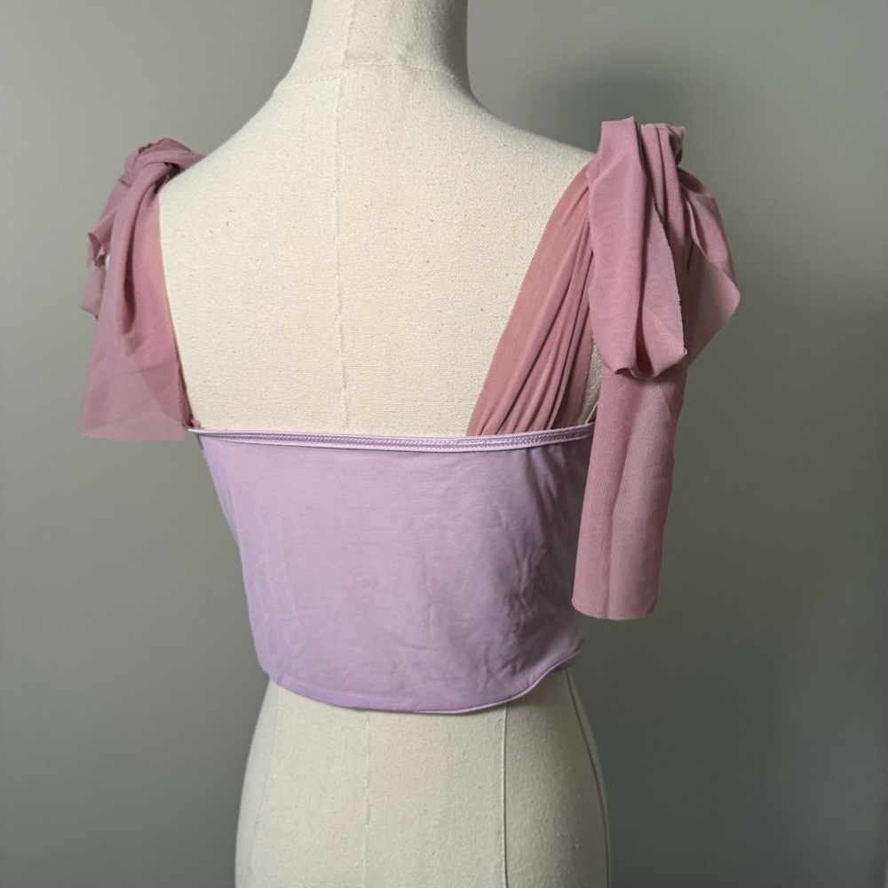 NEW Lilac and pink tulle  tie shoulder bustier pastel Fairycore L - Picture 6 of 7